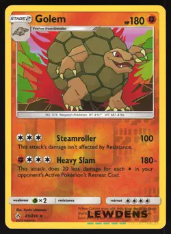 Golem - 89/214 - Reverse Holo Holo Rare - Unbroken Bonds - Pokemon Card - Image 1