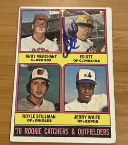 ED OTT 1976 TOPPS AUTOGRAPHED SIGNED #594 PITTSBURGH PIRATES Rookie RC Auto Card - Image 1