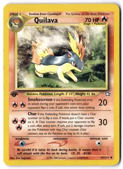 Pokemon Card - Quilava 47/111 1st Edition Uncommon - Neo Genesis - LP - Image 1