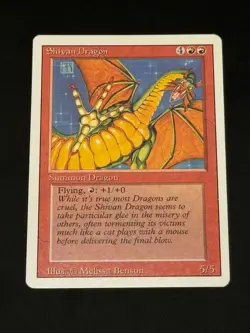 Magic the Gathering MTG Revised Edition LP Shivan Dragon - Image 1