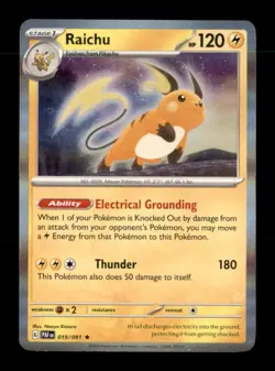 Raichu 019/091 Rare Paldean Fates Pokemon Holo Near Mint - Image 1