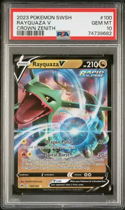 2023 Pokemon Sword And Shield Crown Zenith #100 Rayquaza V Crown Zenith PSA 10 - Image 1