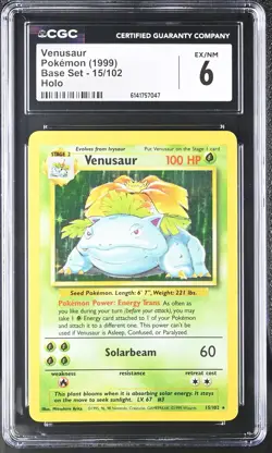 Venusaur 15/102 Holo Base Set Pokemon CGC 6 - Image 1