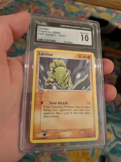 CGC 10 GEM MINT Pokemon Pop Series 1 Larvitar 11/17, 2004 - Image 1