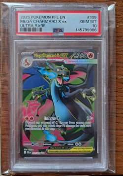 2025 POKEMON PFL EN-PHANTASMAL FLAMES ULTRA RARE #109 MEGA CHARIZARD X EX PSA 10 - Image 1