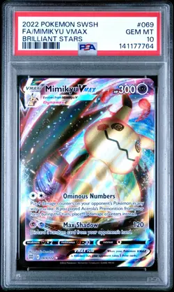 PSA 10 GEM MINT Mimikyu VMAX 069/172 Brilliant Stars Ultra Rare Holo Pokemon TCG - Image 1
