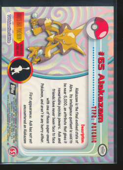 1999 Topps Pokemon TV Alakazam Rainbow Foil #65 Rare C622 - Image 2