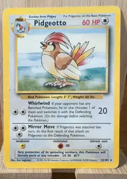 Pidgeotto 22/102 - Base Set - Rare Non Holo - 1999 Pokemon MP - Image 1