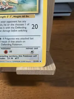 Pidgeotto 22/102 - Base Set - Rare Non Holo - 1999 Pokemon MP - Image 4