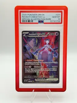 2025 POKEMON DRI EN-DESTINED RIVALS #231 TEAM ROCKET'S MEWTWO EX PSA 10 - Image 1