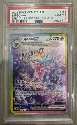 2025 Pokemon PRE EN Prismatic Evolutions Espeon Ex SIR #155 PSA 10 - Image 1