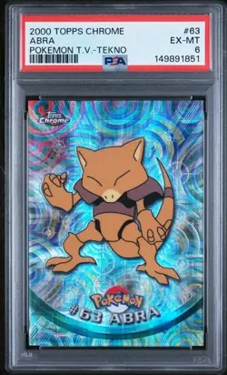 Topps 2000 Chrome Tekno Holo Abra #63 PSA 6 Pokemon Low Pop Of 2 - Image 1