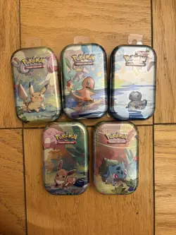 Pokemon TCG Kanto Friends Mini Tins Complete Art Set Of 5 (FACTORY SEALED) - Image 1