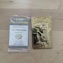 Pokemon PIKACHU Trading Card Bar 23K Gold Plated 1999 Burger King - Image 1