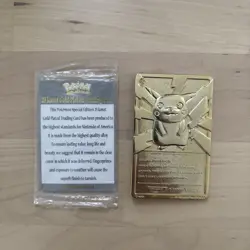 Pokemon PIKACHU Trading Card Bar 23K Gold Plated 1999 Burger King - Image 2