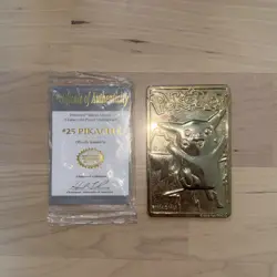 Pokemon PIKACHU Trading Card Bar 23K Gold Plated 1999 Burger King - Image 3
