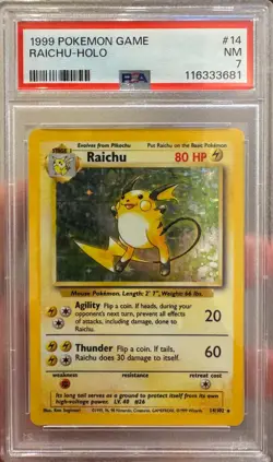 Vintage Pokemon Card Raichu 014/102 Base Set Holo - Image 1