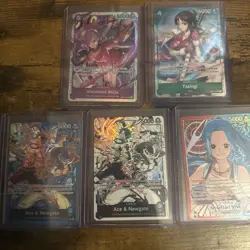 Bandai One Piece Card Game 5 Card Lot Foil Alt Art Vinsmoke Reiju Tashigi Ace N… - Image 1