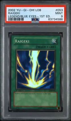 Raigeki LOB-053 1st Edition PSA 9 Mint Yu-Gi-Oh! - Image 1