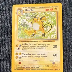 Wizards Raichu 14/102 Base Set Holo Rare 1999 English 80 HP Pokemon TCG - Image 2