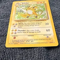 Wizards Raichu 14/102 Base Set Holo Rare 1999 English 80 HP Pokemon TCG - Image 5