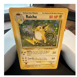 Pokemon TCG Raichu 14/102 Base Set Holo Rare 1999 Wizards 80 HP English - Image 1