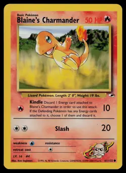 Blaine's Charmander 61/132 Common Gym Heroes Pokemon Unlimited Lightly Played - Image 1