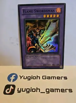 YUGIOH FLAME SWORDSMAN LOB-003 1ST EDITION SUPER LIGHT PLAYED - Image 1