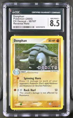 *POP 17* CGC 8.5 Donphan Reverse Holo EX Deoxys 30/107 Pokemon 2005 NM-MINT+ - Image 1