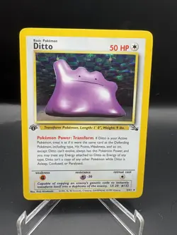 1999 Pokemon DITTO #3/62 Fossil 1st Edition Holo Rare Vintage English MP - Image 1