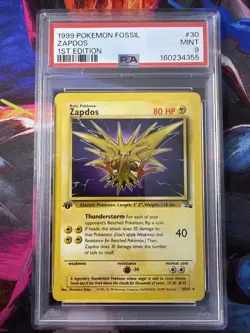 1999 Pokemon Fossil Zapdos 1st Edition 30/62 PSA 9 Non Holo Mint - Image 1