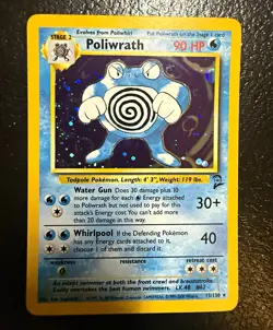 1999 Pokemon TCG Base Set 2 Poliwrath Holo Rare 15/130 90 HP WOTC English - Image 1