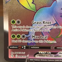 POKEMON SWSH EVOLVING SKIES 204/203 LEAFEON VMAX RAINBOW SECRET RARE MINT - Image 3