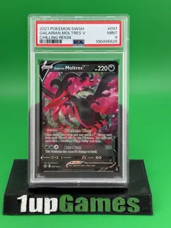 2021 POKEMON SWORD & SHIELD CHILLING REIGN #097 GALARIAN MOLTRES V PSA 9 - Image 1