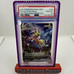 2021 POKEMON SWSH BS PROMO JOLTEON VMAX PREM COLL #SWSH184 JOLTEON VMAX PSA 10 - Image 1