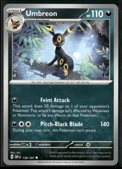 Umbreon 130/197 Uncommon Obsidian Flames Pokemon Near Mint - Image 1