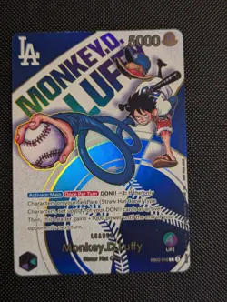 2025 One Piece LA Dodgers Monkey D. Luffy EB02-010 Promo Raw (Whitening) - Image 1