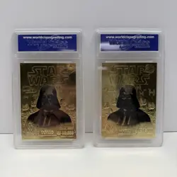 1996 Score Board 23 KT Gold Star Wars Vader Edition Chewbacca & Yoda WCG 10 GEM - Image 2