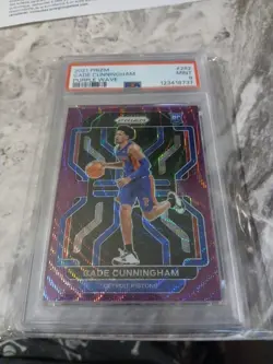 2021 Panini Prizm Cade Cunningham Purple Wave #282 PSA 9 Rookie - Image 1