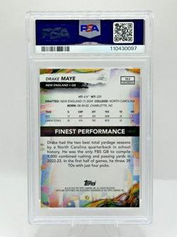 2024 TOPPS FINEST #162 DRAKE MAYE - Patirots Rookie - PSA 10 - Image 3