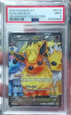 Pokemon TCG Flareon EX RC28 Generations Radiant Collection Full Art Holo PSA 9 - Image 1