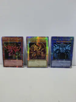 Yu-Gi-Oh! Egyptian God Cards Obelisk Slifer Ra LC01 Quarter Century Secret Rare - Image 2