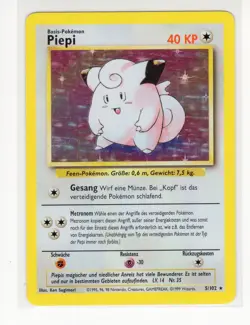 ~DE~ GERMAN Piepi (Clefairy) 5/102 Base Set HOLO Pokemon Card (Z1) - Image 1