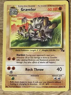1995, 96, 98 base set Pokemon card Graveler #75 37/62 - Image 1