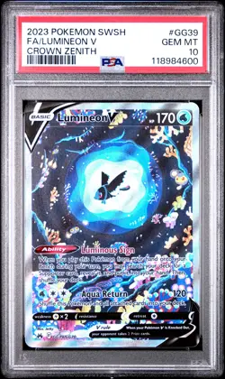 2023 POKEMON SWORD & SHIELD CROWN ZENITH #GG39 FULL ART/LUMINEON V PSA 10 - Image 1