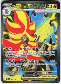 Mega Pyroar ex 099/086 Ultra Rare Chaos Rising Pokemon Holo - Image 1
