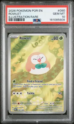 2026 POKEMON POR EN-PERFECT ORDER ILLUSTRATION RARE #090 ROWLET PSA 10 - Image 1