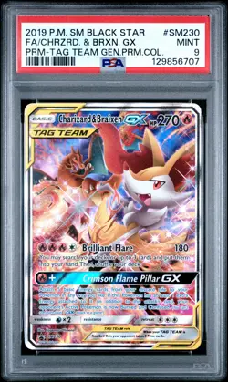 POKEMON BLACK STAR PROMO CHARIZARD & BRAIXEN GX #SM230 PSA 9 MINT #129856707 - Image 1