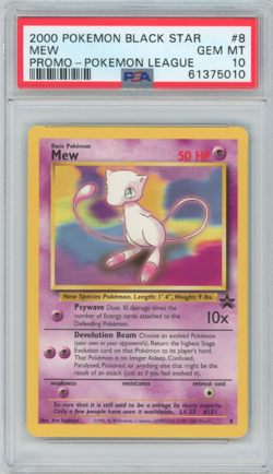 2000 Pokemon TCG Black Star Mew Promo - Pokemon League #8 PSA 10 GEM MT - Image 1