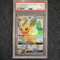 Pokemon Hidden Fates Leafeon GX SV46/SV94 Shiny Full Art Ultra Rare Holo PSA 9 - Image 1
